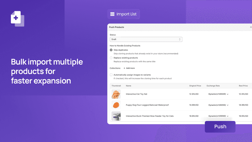 Bulk import multiple products for faster expansion