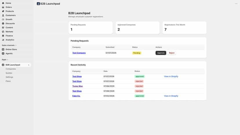 Approve wholesale customers in one click