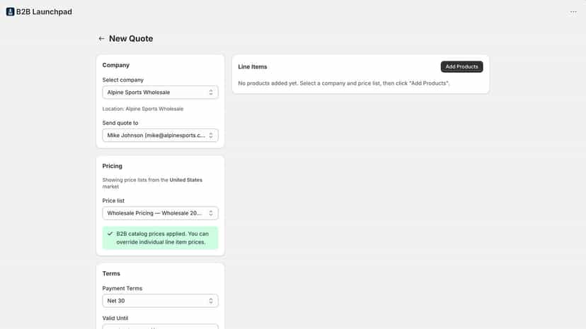 Build and send quotes with catalog pricing