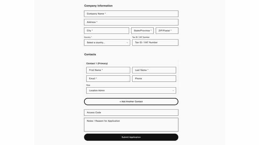 B2B registration form on your storefront