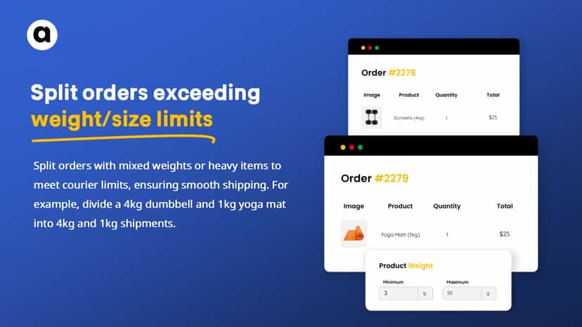 Shopify split orders based on weight