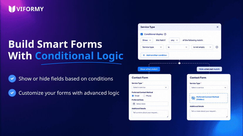 Viformy smart form with conditional logic fields