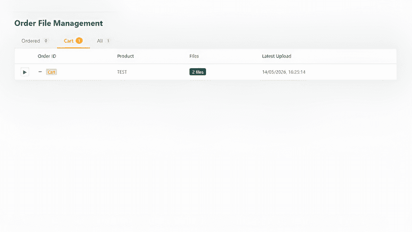 Uploaded images are linked to orders.