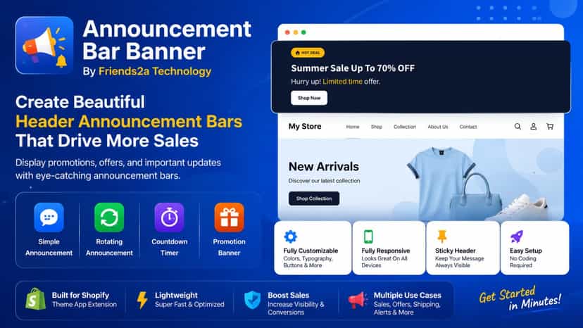 Countdown announcement bar for flash sales and promotions
