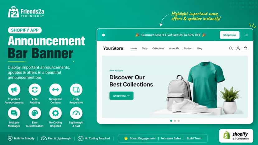 Simple announcement bar with responsive header customization