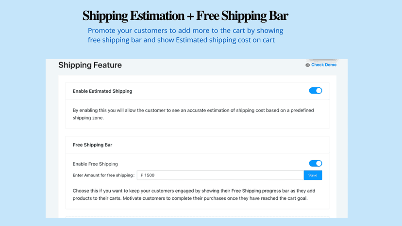 Free Shipping Bar & Shipping Estimation