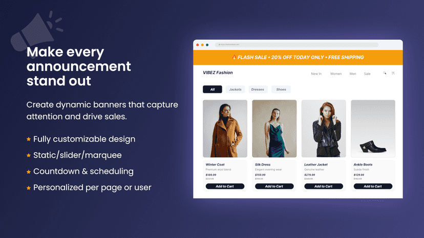 Make your announcement standout in shopify store