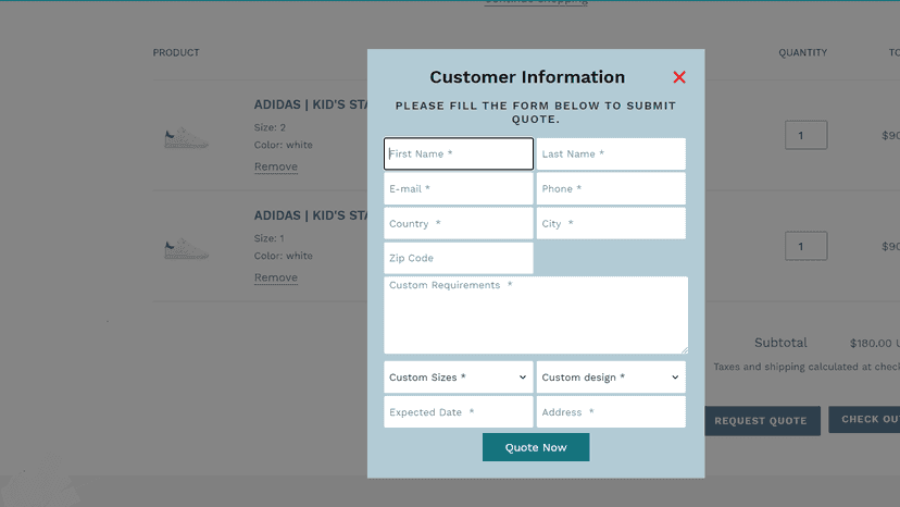 Request a Quote from the store