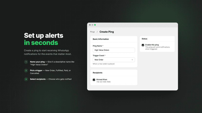 Notification rules for orders in seconds via Staff Ping