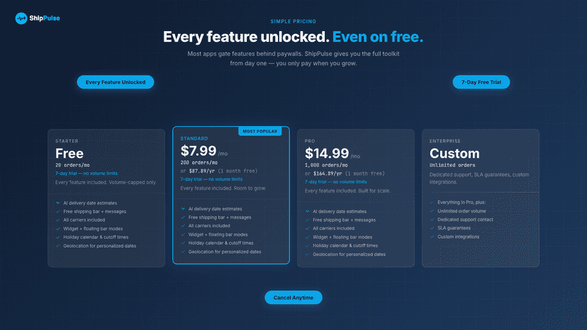 ShipPulse pricing