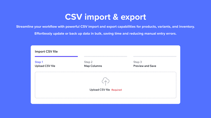 CSV import and export