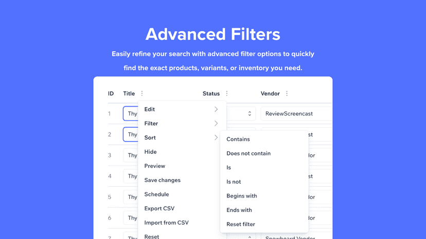 Advanced filters