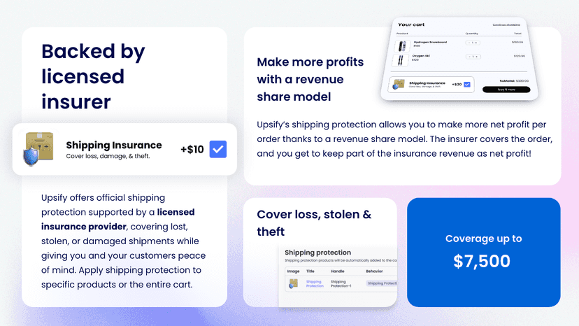 Shipping insurance backed by licensed insurer