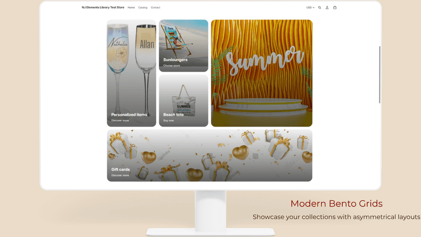 Modern Bento grid layout displayed on a storefront