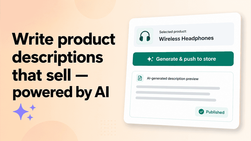 AI Descriptions Generator dashboard showing usage stats