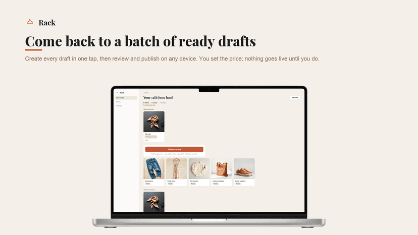 Come back to a batch of product listing drafts