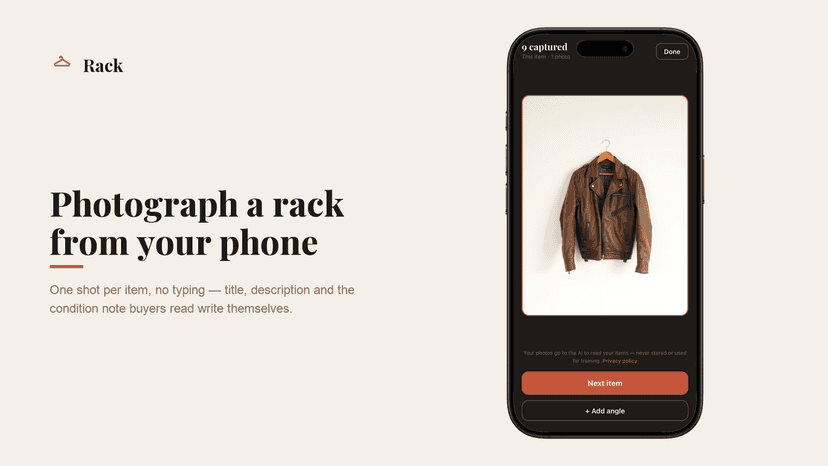 Photograph your rack from your phone