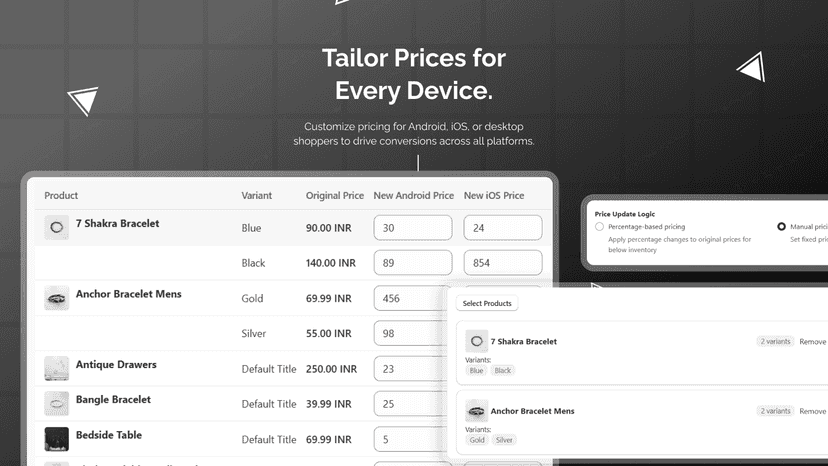 Device-based rule: set separate prices for Android and iOS per p