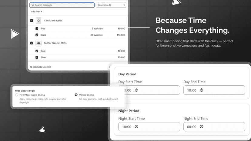 Time-based rule setup: configure day and night periods with star