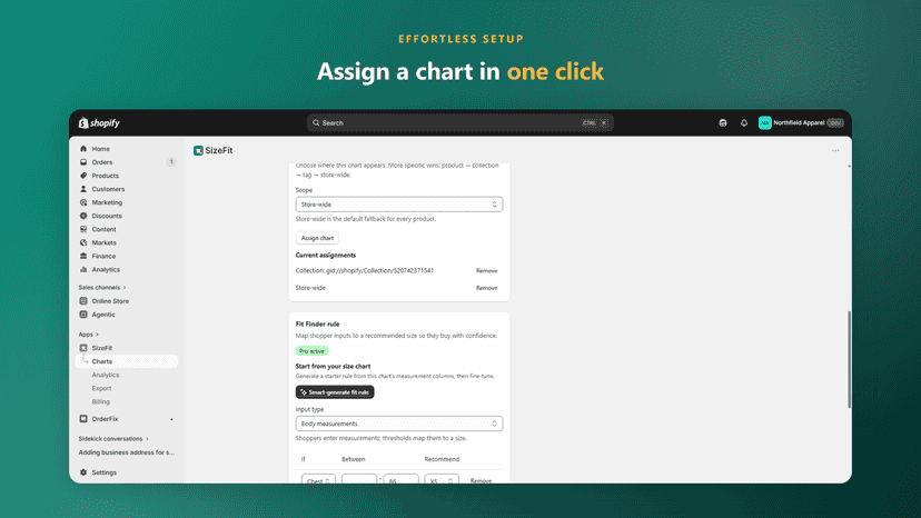 Assign a chart easily with one click