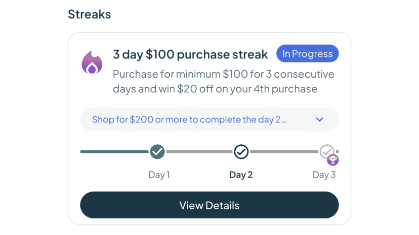 End User Display to showcase Streak Progress