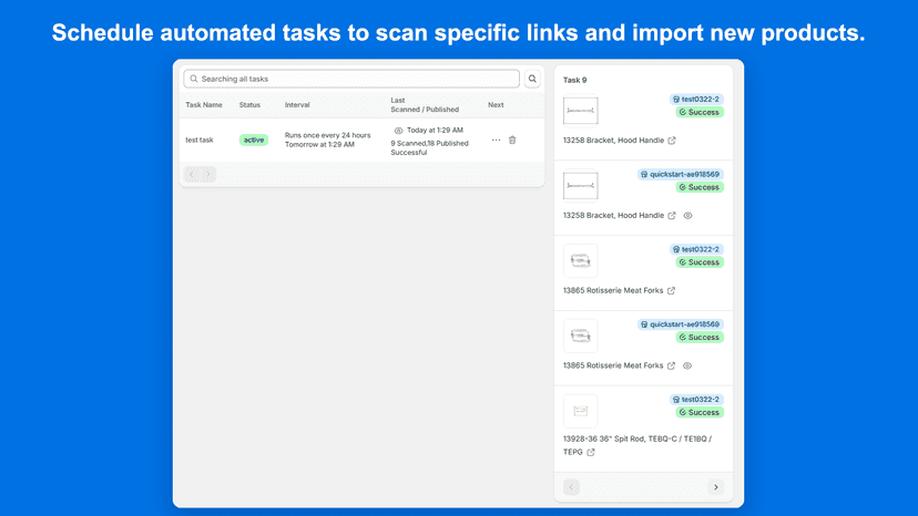 Schedule automated tasks to scan specific links and import new p