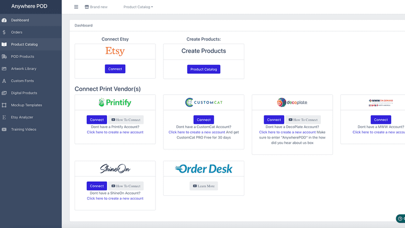 Connect to your favorite Print Providers