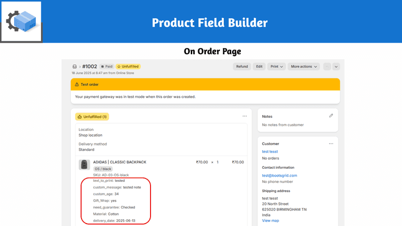 In orders page