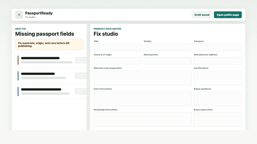 Fix studio for editing missing product passport fields