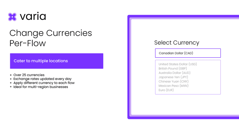 Currency selection per flow.