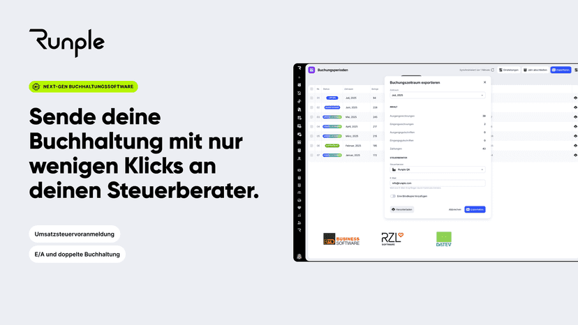 Sende deine Buchhaltung an deinen Steuerberater