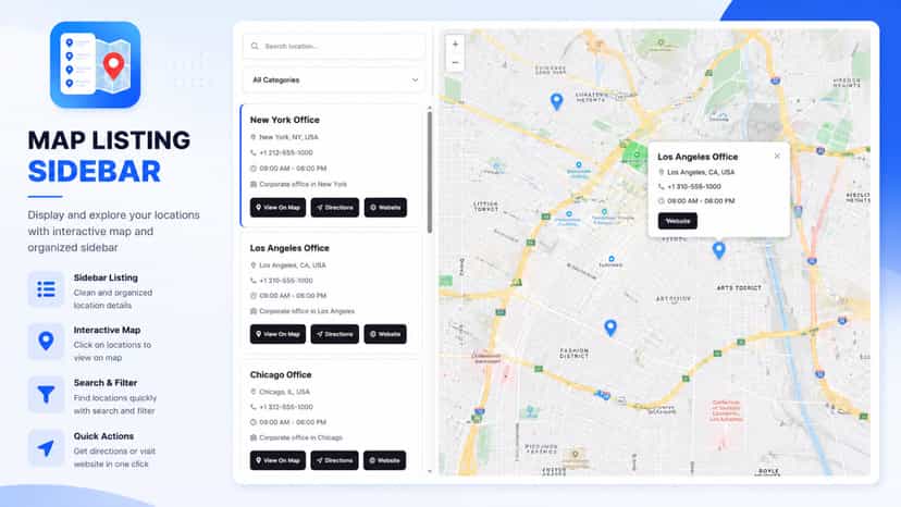 Location search and map view for finding store locations