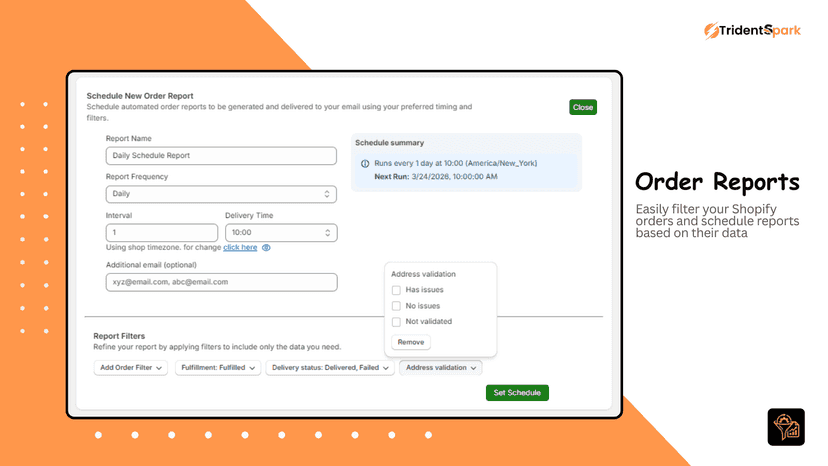 Create an Order reports to share with internal team