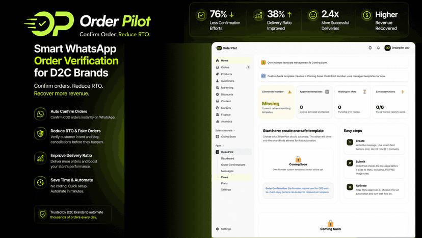 Order pilot dashboard with feature