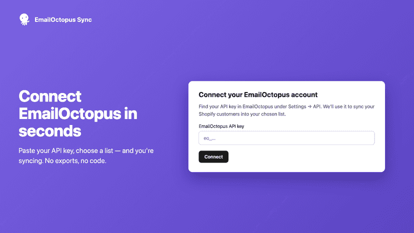 connect email octopus in seconds