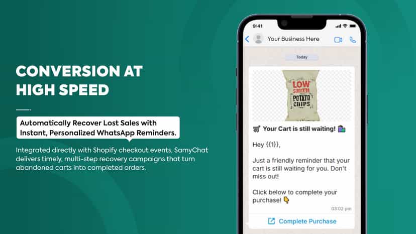 Recover abandoned carts instantly via WhatsApp