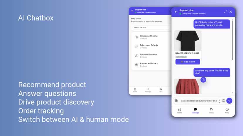 AI chat widget with product recommendations