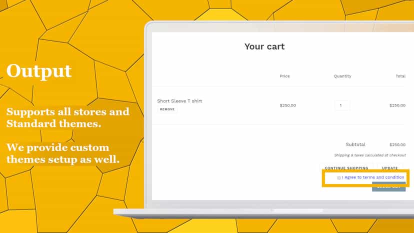 Terms and conditions checkbox - Output Cart Page