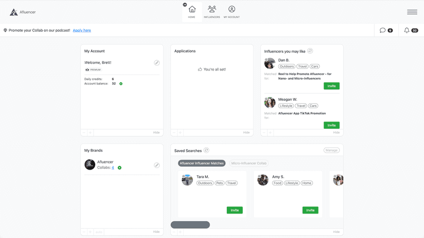 Find influencers and creators to Collab with