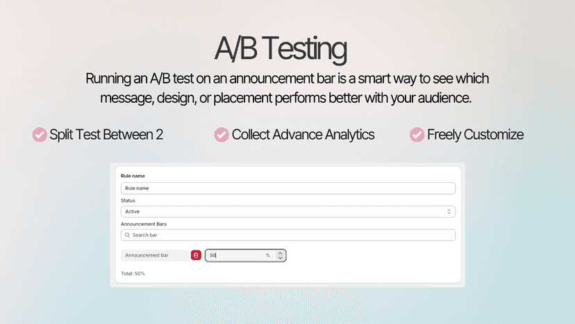 AB test between multiple announcement bars