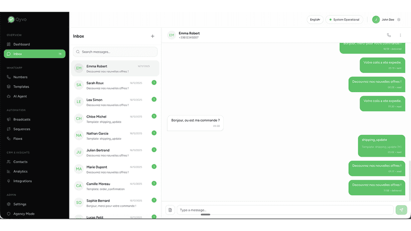 Conversation with contacts