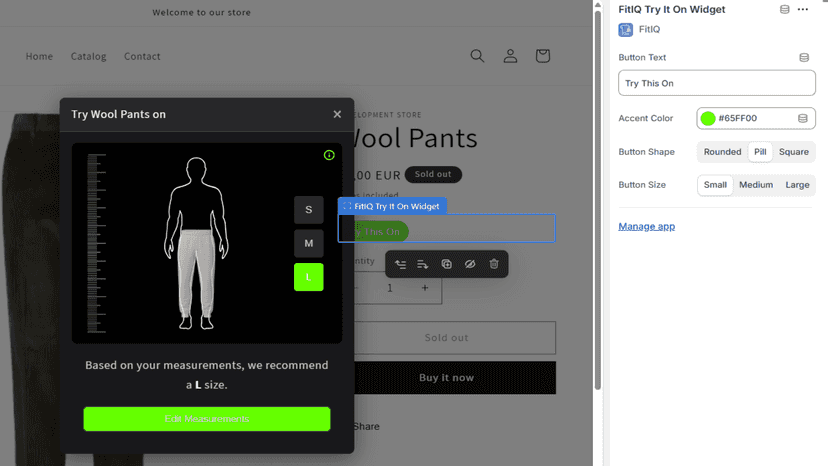 Widget on Shopify Editor