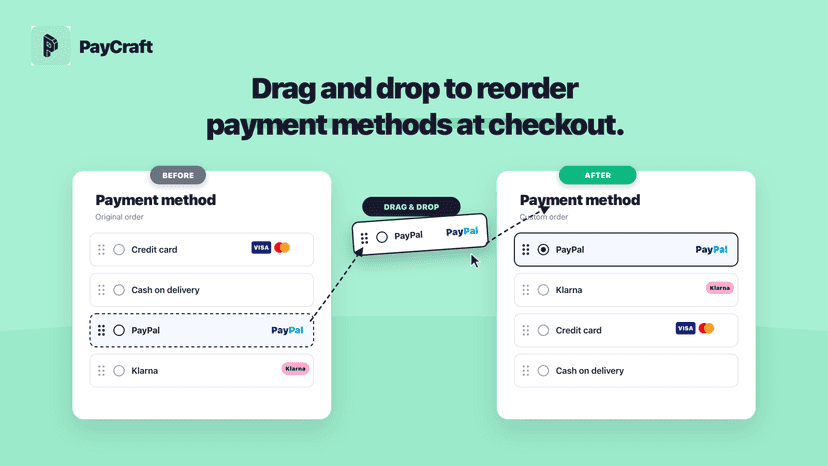 PayCraft reorder payment methods