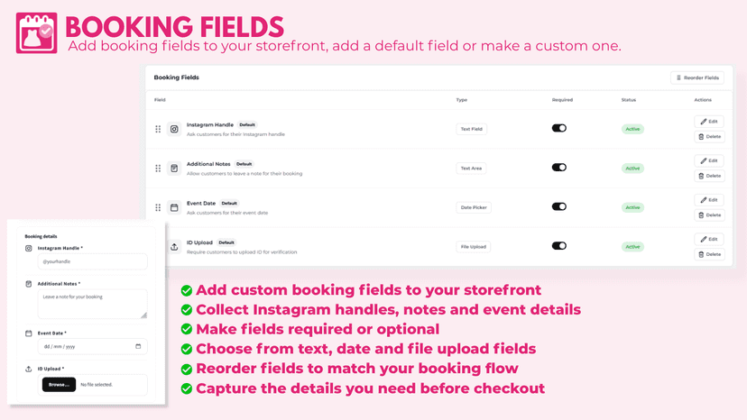 Booking Fields