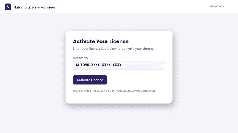 License status for an active Nutomo theme license