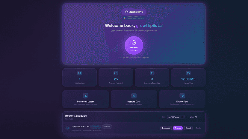 Main Screen Dashboard