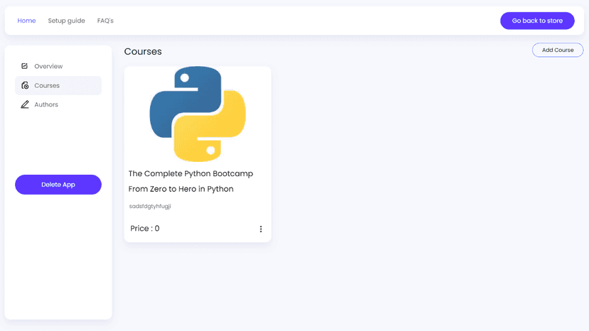 Courses Builder - Sell Courses - Create Courses - Courses Page