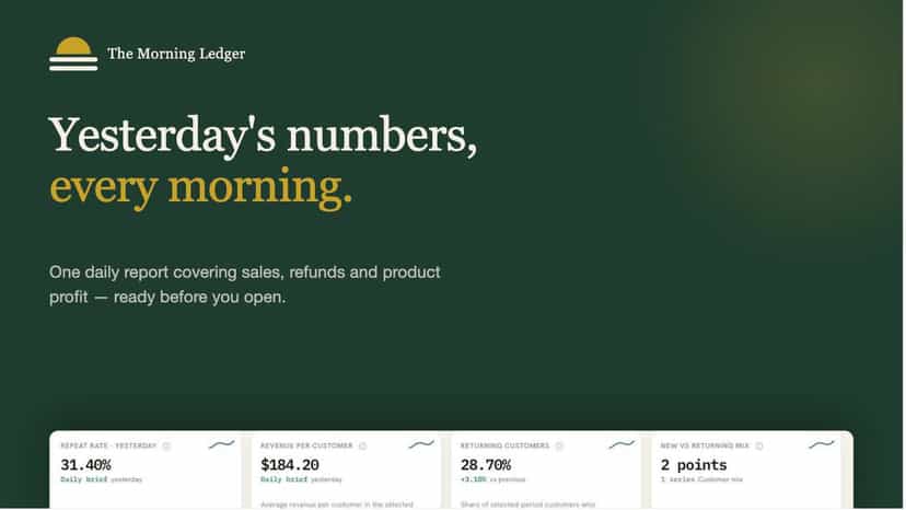 The Morning Ledger daily sales and retention report