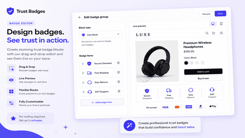 Design badges. See trust in action