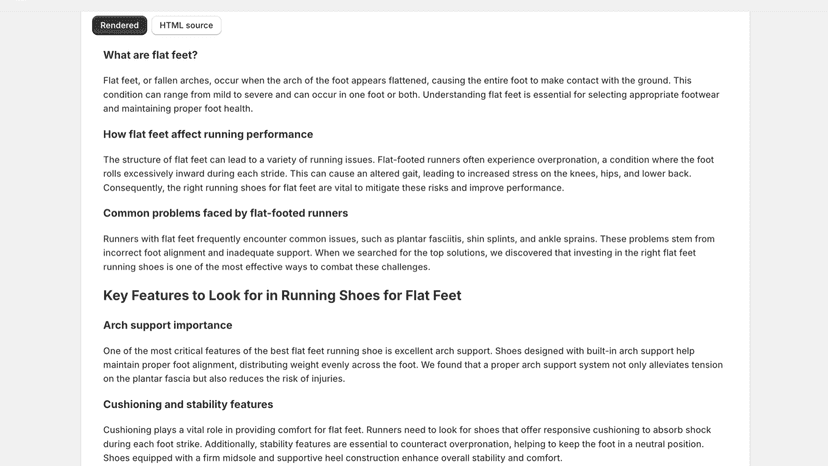 Article preview rendered with headings and body copy